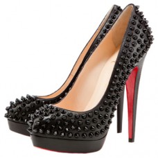 Sandali Christian Louboutin Bianca Spikes con plateau da 140 mm, neri