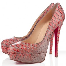 Sandali Christian Louboutin Bianca con plateau da 140 mm, colore rosso mandarino.