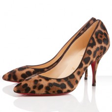 Décolleté Christian Louboutin Piou Piou 80mm con stampa leopardata