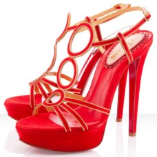 Sandali Christian Louboutin TroisRonds 140mm Rosso Mandarino