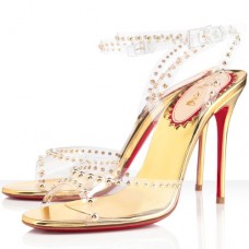 Sandali Christian Louboutin Icone A Clous 100mm Oro Sandali Christian Louboutin Icone A Clous 100mm Oro