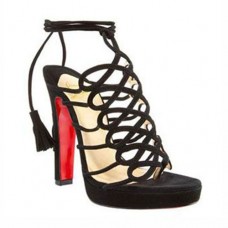 Sandali Christian Louboutin con nappine, 120 mm, neri Sandali Christian Louboutin con nappine, 120 mm, neri