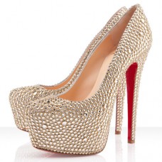 Sandali con plateau Christian Louboutin Daffodile Strass 160mm color oro