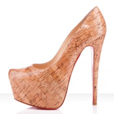 Sandali Christian Louboutin Daffodile con plateau da 160 mm, colore naturale.