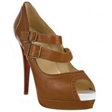 Décolleté Mary Jane Christian Louboutin Luly 140mm marroni