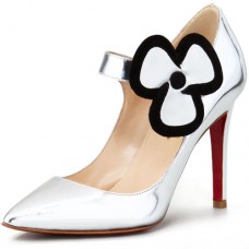 Décolleté Mary Jane Christian Louboutin Pensee 100mm color argento