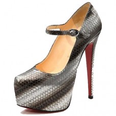 Décolleté Mary Jane Christian Louboutin Lady Daf 160mm grigie