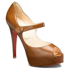 Décolleté Mary Jane Christian Louboutin No Barre 140mm marroni