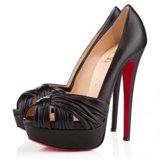 Décolleté Christian Louboutin Jenny 140mm con punta aperta, nere Décolleté Christian Louboutin Jenny 140mm con punta aperta, nere