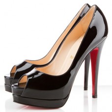 Décolleté Christian Louboutin Altadama 140mm con punta aperta, nere Décolleté Christian Louboutin Altadama 140mm con punta aperta, nere