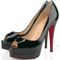 Décolleté Christian Louboutin Altadama 140mm con punta aperta, colore verde Décolleté Christian Louboutin Altadama 140mm con punta aperta, colore verde