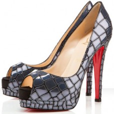 Décolleté Christian Louboutin Sobek 100mm con punta aperta, colore blu navy Décolleté Christian Louboutin Sobek 100mm con punta aperta, colore blu navy