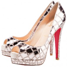 Christian Louboutin Sobek 100mm Peep Toe Décolleté Platino