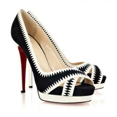 Décolleté Christian Louboutin Very Jaws 140mm con punta aperta, nere e bianche