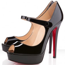 Décolleté Christian Louboutin Bana 140mm con punta aperta, nere Décolleté Christian Louboutin Bana 140mm con punta aperta, nere