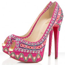 Décolleté Christian Louboutin Bollywoody 140mm con punta aperta, colore Rose Matador Décolleté Christian Louboutin Bollywoody 140mm con punta aperta, colore Rose Matador