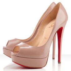 Décolleté Christian Louboutin Lady 140mm con punta aperta, colore nude