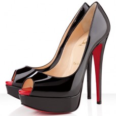 Décolleté Christian Louboutin Lady 140mm con punta aperta, nere Décolleté Christian Louboutin Lady 140mm con punta aperta, nere