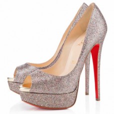 Décolleté Christian Louboutin Lady 140mm con punta aperta, multicolore Décolleté Christian Louboutin Lady 140mm con punta aperta, multicolore