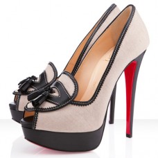 Décolleté Christian Louboutin Alta Campus 140mm con punta aperta, colore naturale