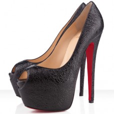 Décolleté Christian Louboutin Highness 160mm con punta aperta, nere Décolleté Christian Louboutin Highness 160mm con punta aperta, nere