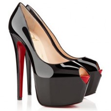 Décolleté Christian Louboutin Highness 160mm con punta aperta, nere Décolleté Christian Louboutin Highness 160mm con punta aperta, nere