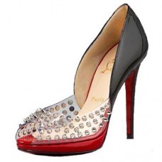 Décolleté Christian Louboutin Engin 120mm con punta aperta, nere Décolleté Christian Louboutin Engin 120mm con punta aperta, nere