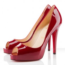 Décolleté Christian Louboutin Very Privé 120mm con punta aperta, colore rosso scuro