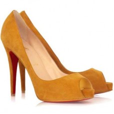 Décolleté Christian Louboutin Very Privé 120mm con punta aperta, colore marrone