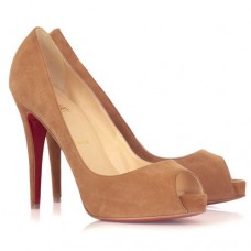Décolleté Christian Louboutin Very Privé 120mm con punta aperta, colore cammello Décolleté Christian Louboutin Very Privé 120mm con punta aperta, colore cammello