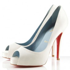 Décolleté Christian Louboutin Very Privé 120mm con punta aperta, colore bianco sporco