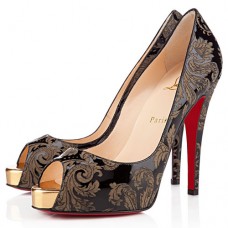 Décolleté Christian Louboutin Very Privé 120mm con punta aperta, colore oro Décolleté Christian Louboutin Very Privé 120mm con punta aperta, colore oro