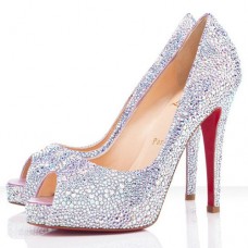 Décolleté Christian Louboutin Very Riche Strass 120mm con punta aperta e cristalli Décolleté Christian Louboutin Very Riche Strass 120mm con punta aperta e cristalli