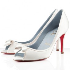 Décolleté Christian Louboutin Milady 80mm con punta aperta, colore bianco sporco