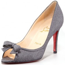 Décolleté Christian Louboutin Milady 80mm con punta aperta, colore grigio chiaro