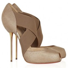 Décolleté Christian Louboutin Big Dorcet 120mm con punta aperta, beige Décolleté Christian Louboutin Big Dorcet 120mm con punta aperta, beige