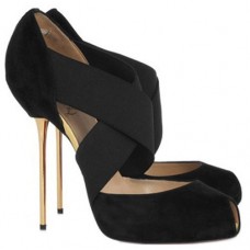Décolleté Christian Louboutin Big Dorcet 120mm con punta aperta, nere Décolleté Christian Louboutin Big Dorcet 120mm con punta aperta, nere