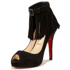 Christian Louboutin Short Tina Fringe 120mm Special Occasion Black Christian Louboutin Short Tina Fringe 120mm Special Occasion Black