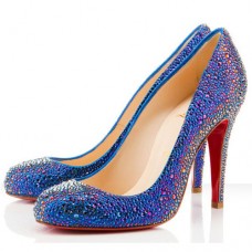Borsa Christian Louboutin Fifi Strass 100mm Special Occasion Blu Borsa Christian Louboutin Fifi Strass 100mm Special Occasion Blu