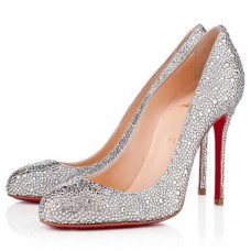 Décolleté Christian Louboutin Fifi Strass 100mm argento