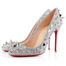Décolleté Christian Louboutin Fifi Strass 100mm argento