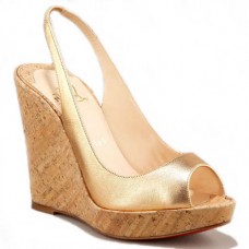 Zeppe Christian Louboutin in sughero metallizzato da 120 mm, colore oro