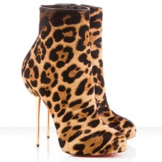 Stivaletti Christian Louboutin Big Lips Booty 120mm con stampa leopardata