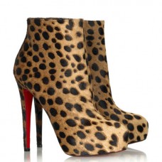 Stivaletti Christian Louboutin Miss Clichy 140mm con stampa leopardata