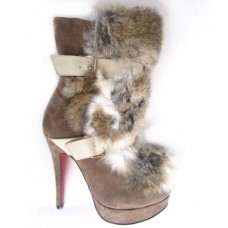 Stivaletti Christian Louboutin Toundra in pelliccia, 120 mm, marroni