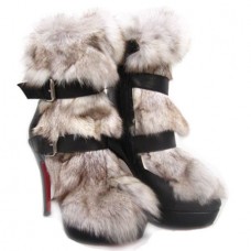 Stivaletti Christian Louboutin Toundra in pelliccia, 120 mm, neri