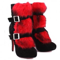 Stivaletti Christian Louboutin Toundra in pelliccia, 120 mm, rossi