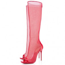 Christian Louboutin Alta Dentelle 120mm Stivali Rossi