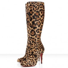 Stivali Christian Louboutin Bourge 100mm Leopard