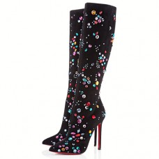 Stivali Christian Louboutin Pigalle Botta Strass 120mm neri Stivali Christian Louboutin Pigalle Botta Strass 120mm neri